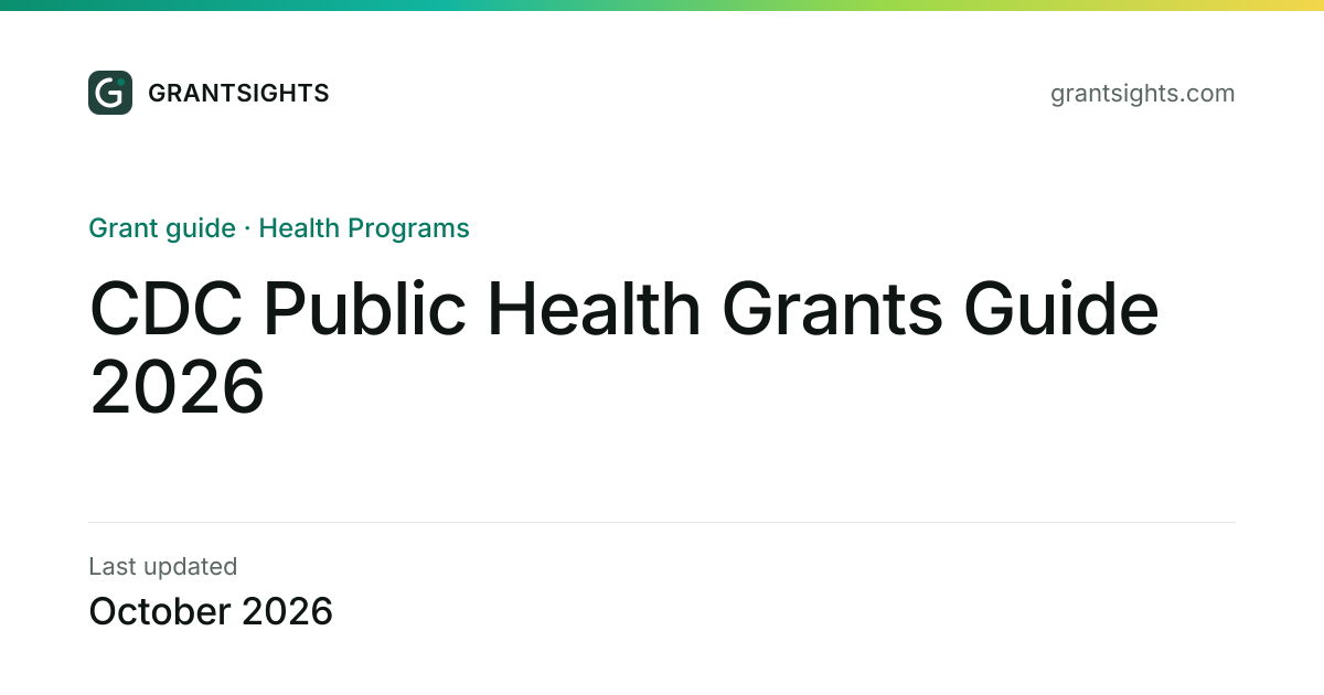 CDC Public Health Grants Guide 2026