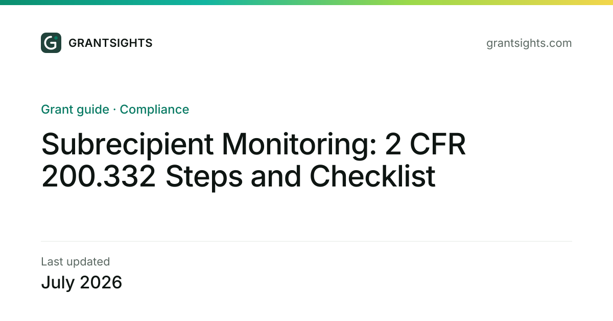 Subrecipient Monitoring Guide for Federal Grants