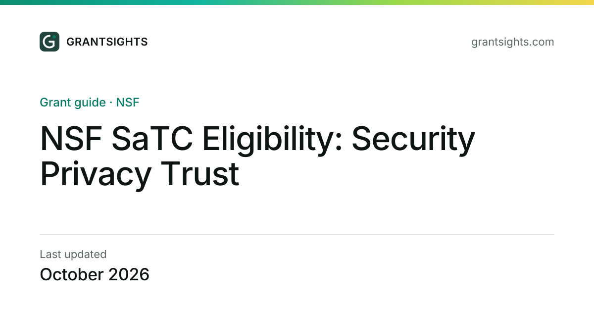 NSF SaTC Eligibility: Security Privacy Trust