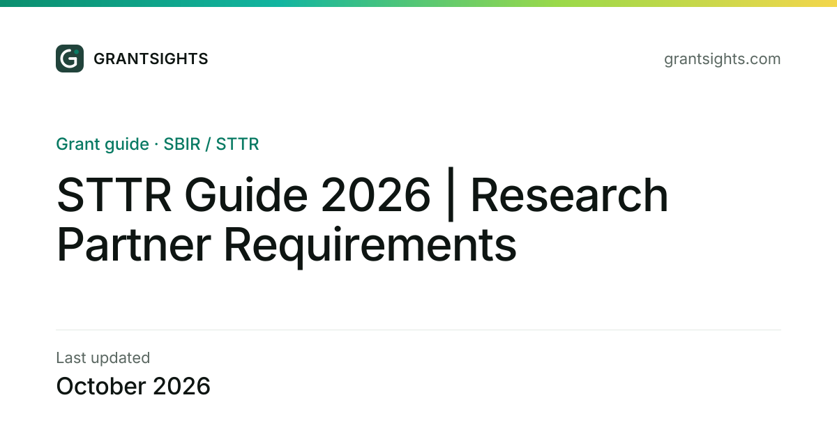 STTR Guide 2026 | Research Partner Requirements